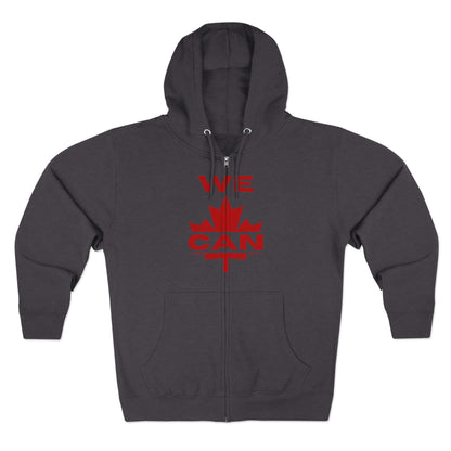 Sweat à capuche unisexe à fermeture éclair « WE CAN » avec motif feuille d'érable – Sweat à capuche motivant pour un confort quotidien, fierté canadienne