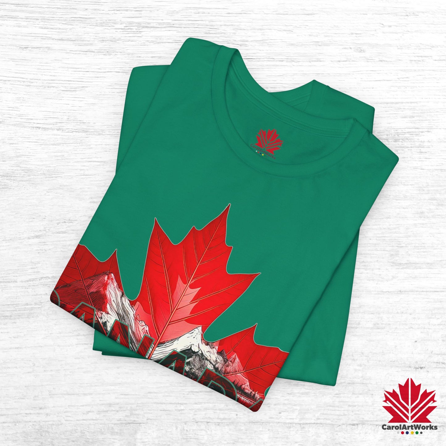 “Canada is not for Sale” Unisex Short Sleeve Tee – Red Maple Leaf and Mountains, Stylish Canada Shirt