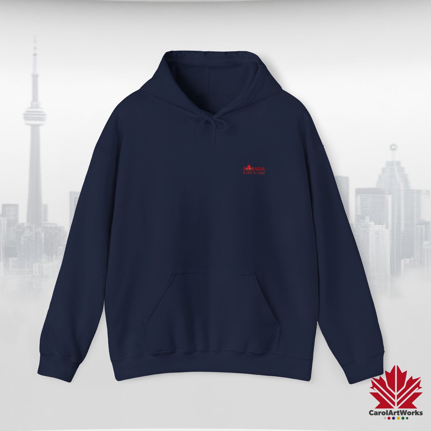 Unisex Hoodie “Canada is Not for Sale” – Red Maple Leaf and Mountains, Warm and Comfortable