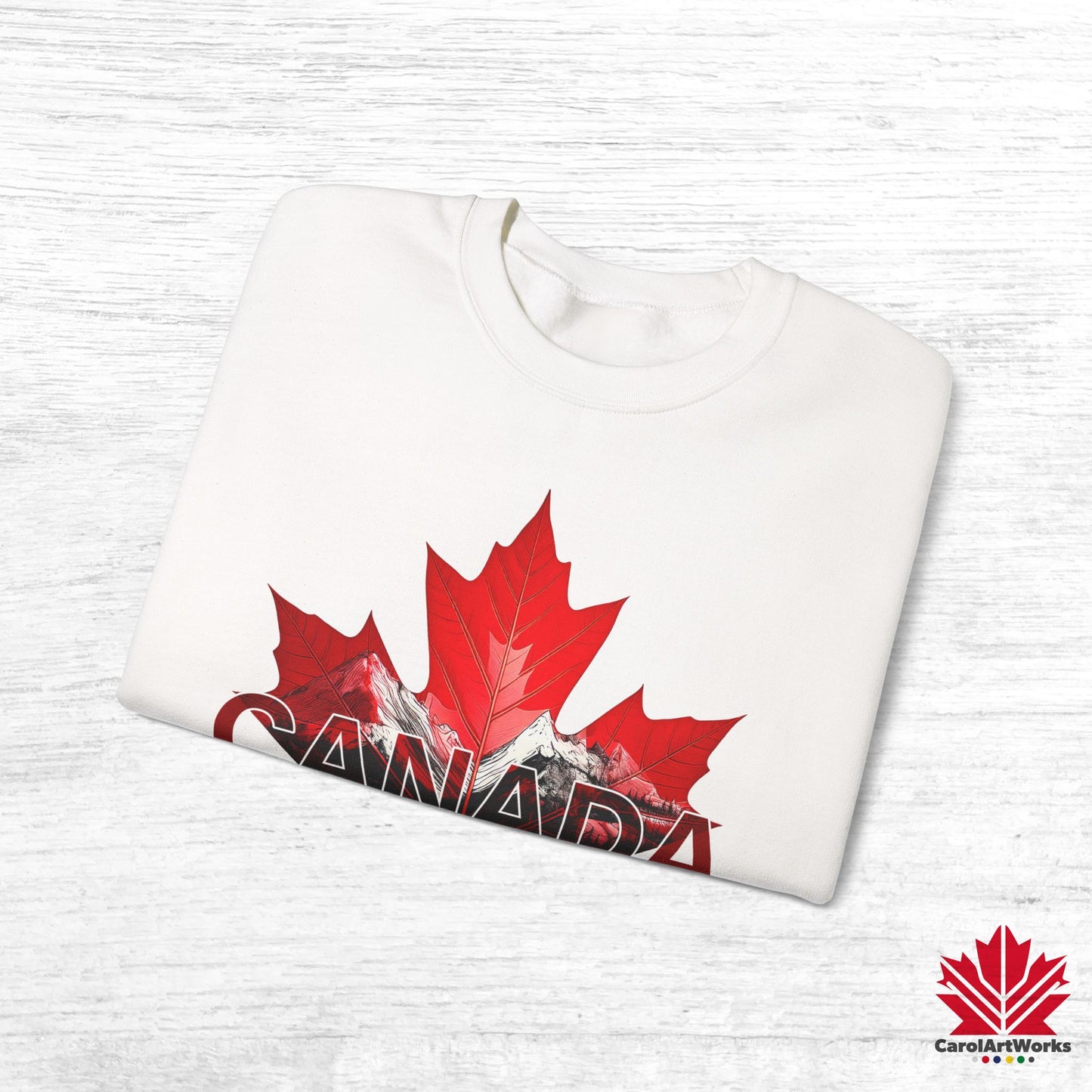 “Canada is Not for Sale” Crewneck Sweatshirt - Red Maple Leaf and Mountains, Soft and Warm