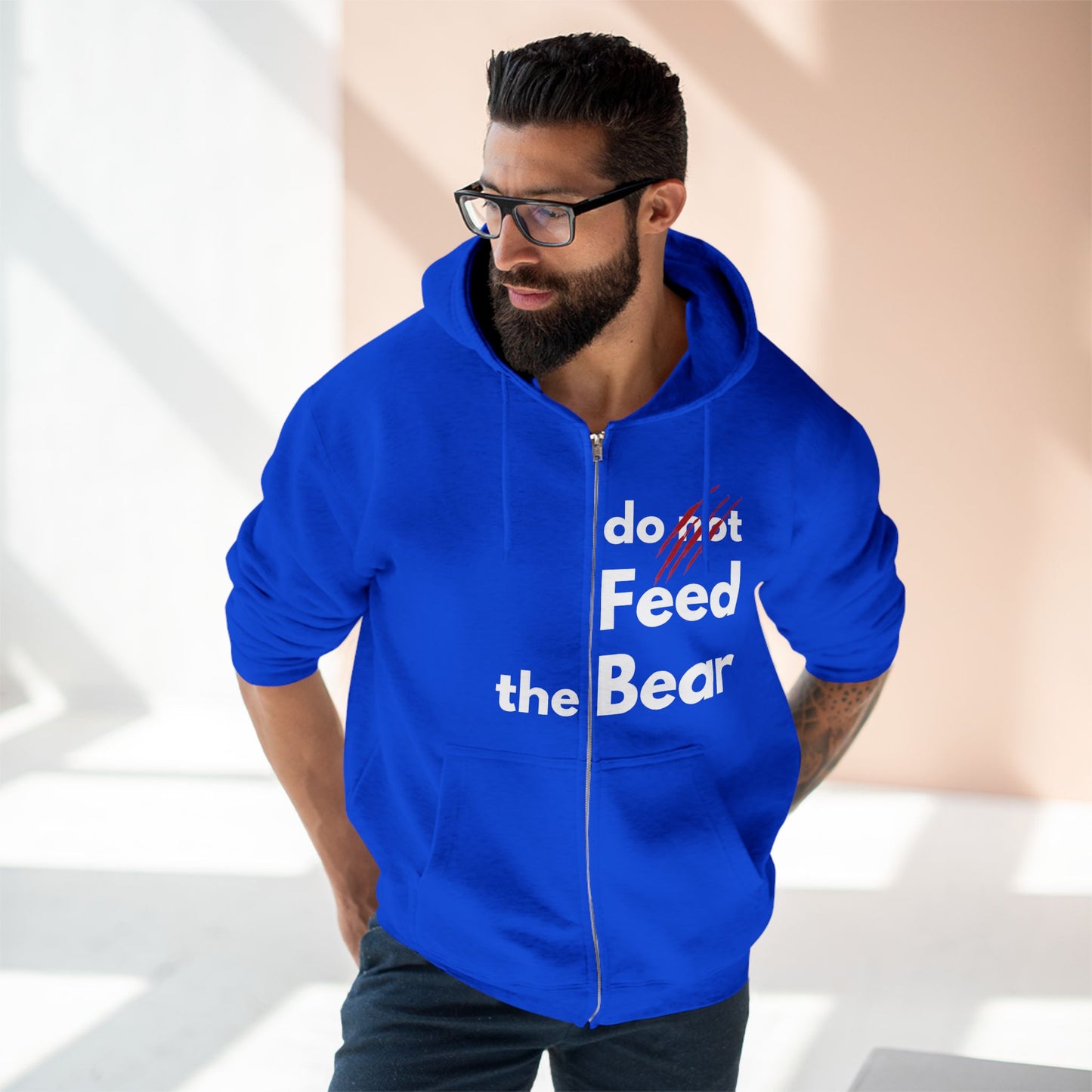 “Don’t Feed the Bear” Unisex Zip Hoodie – Cozy & Fun for Outdoors Enthusiasts