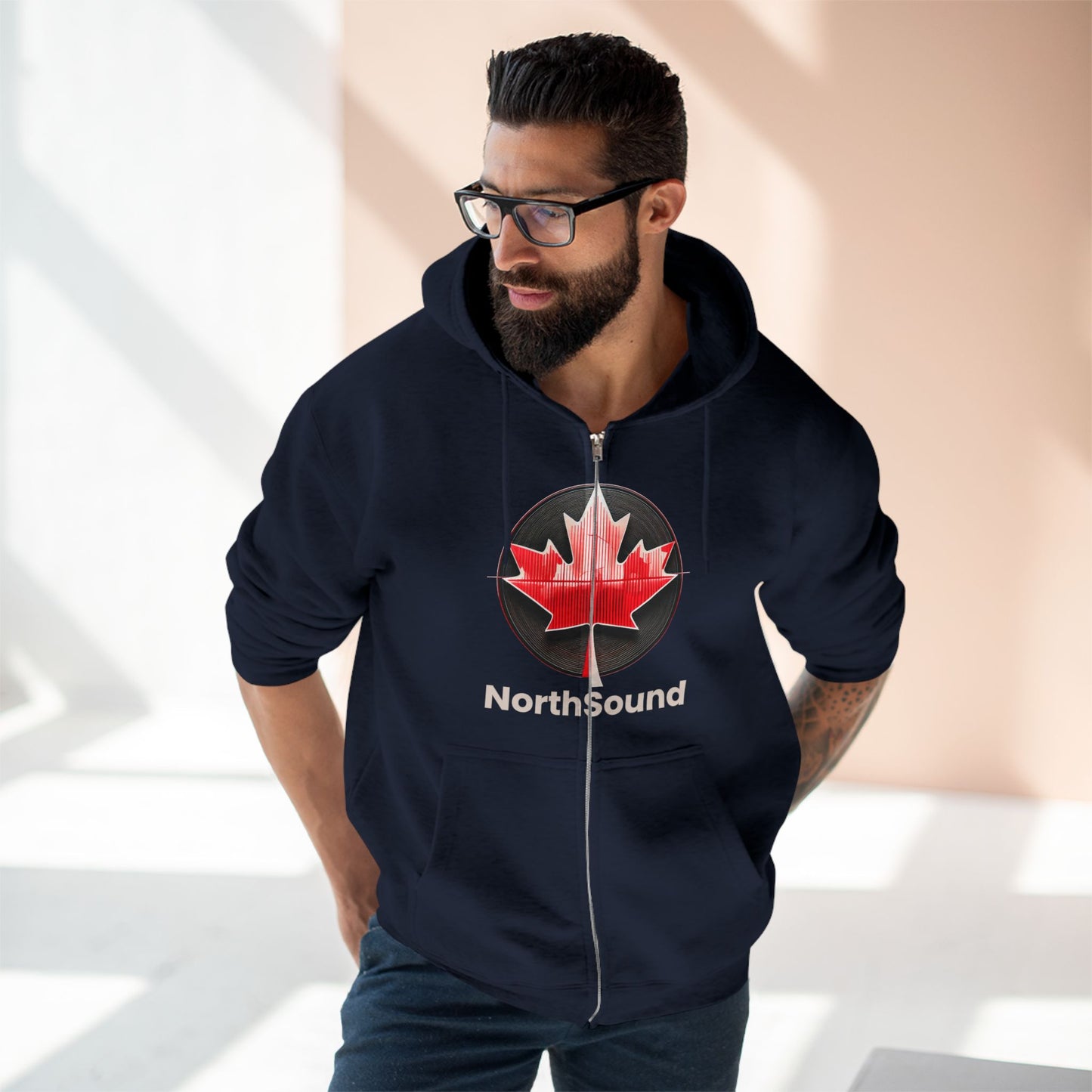 "NorthSound" Unisex Zip Hoodie - Zip Up and Tune In to Canadian Vibes