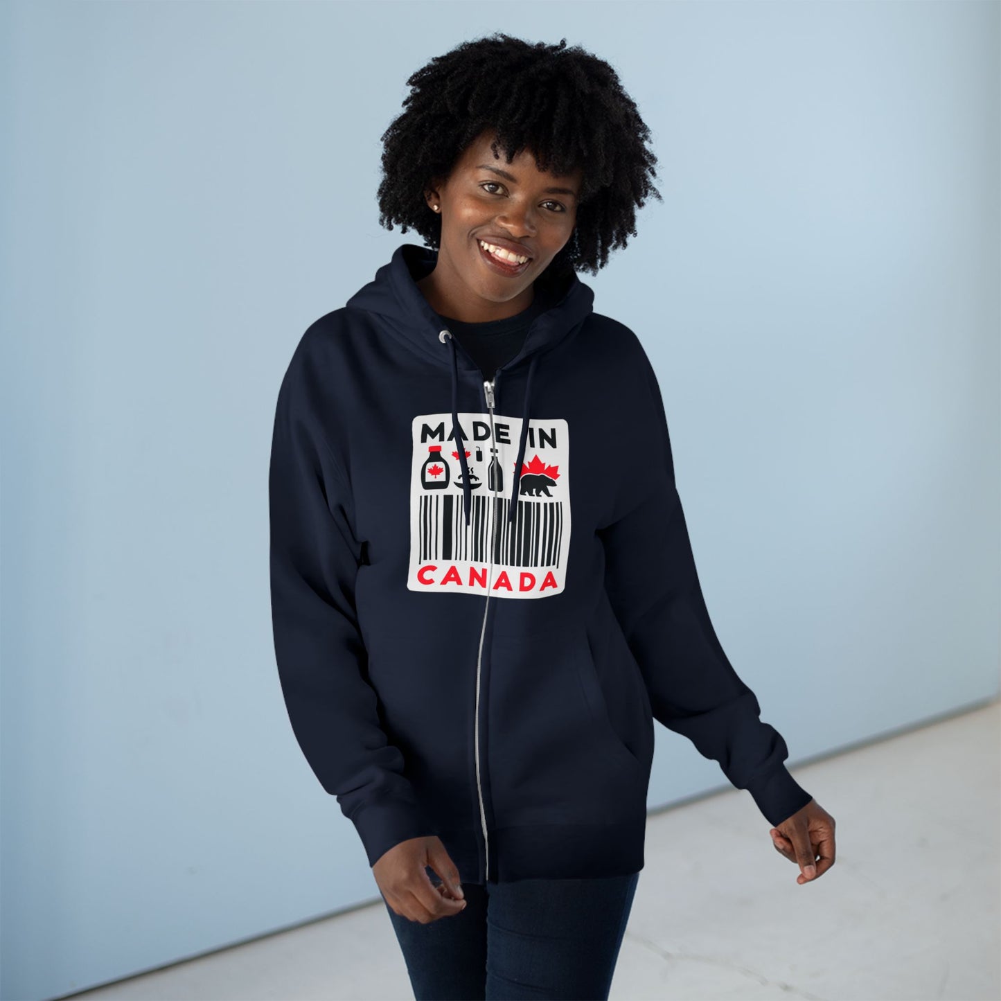 Sweat à capuche unisexe zippé « Fabriqué au Canada » – Minimaliste, ludique et fier