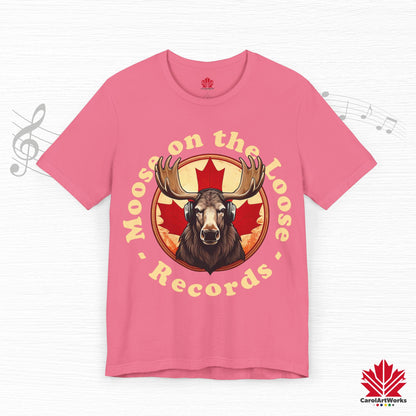 “Moose on the Loose Records” Unisex Short Sleeve Tee – A Hit for Every Playlist