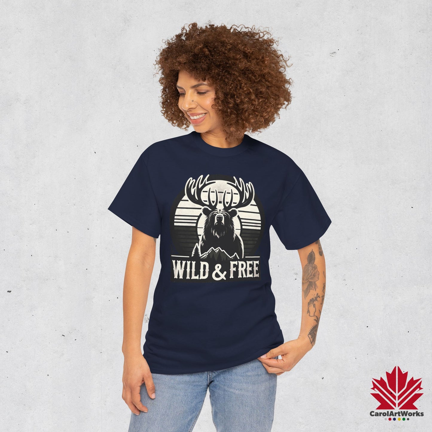 “Wild & Free” Unisex Cotton Tee – Nature Inspired Graphic T-Shirt
