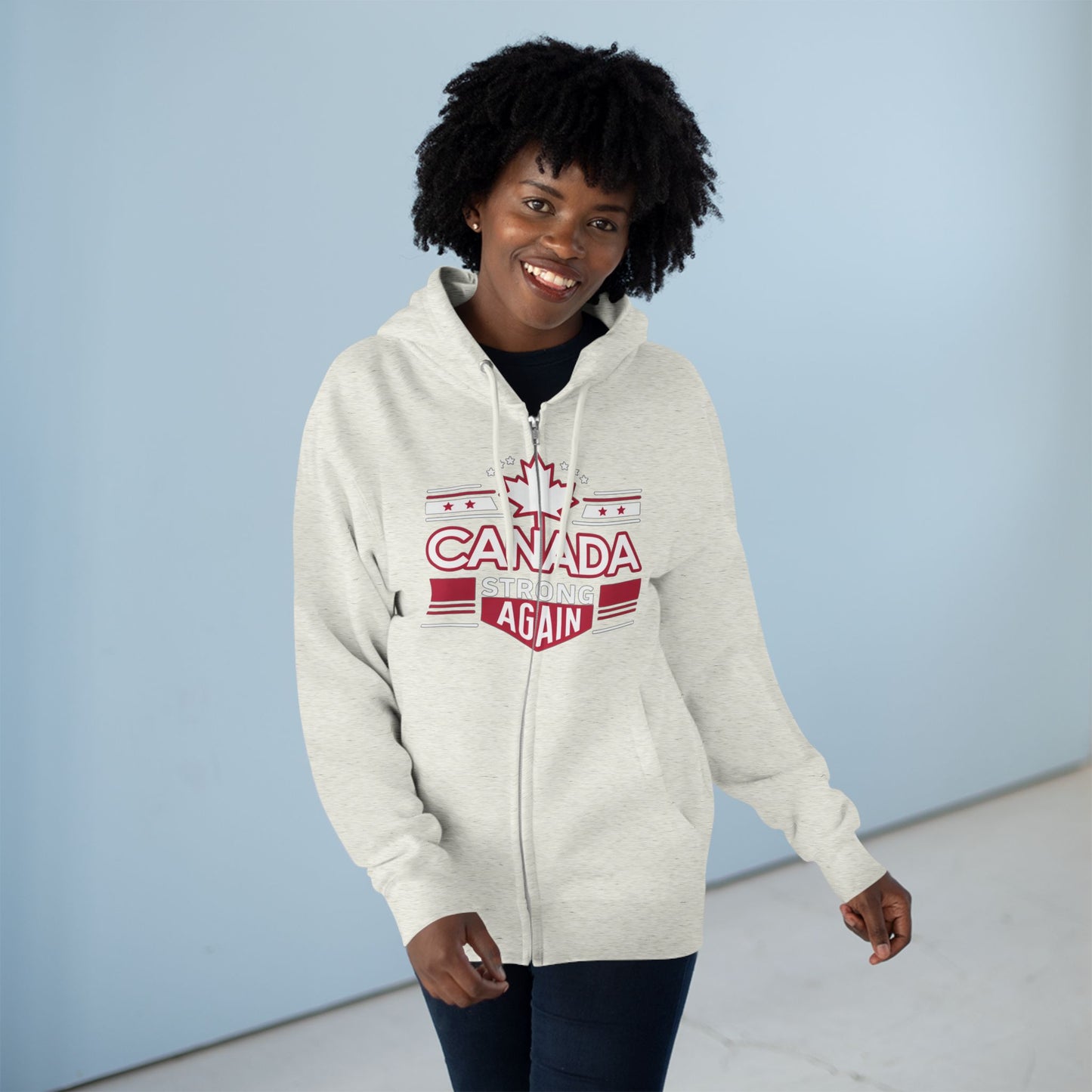 “Canada Strong Again” Unisex Zip Hoodie – Wear Your Pride, Bold and Patriotic!
