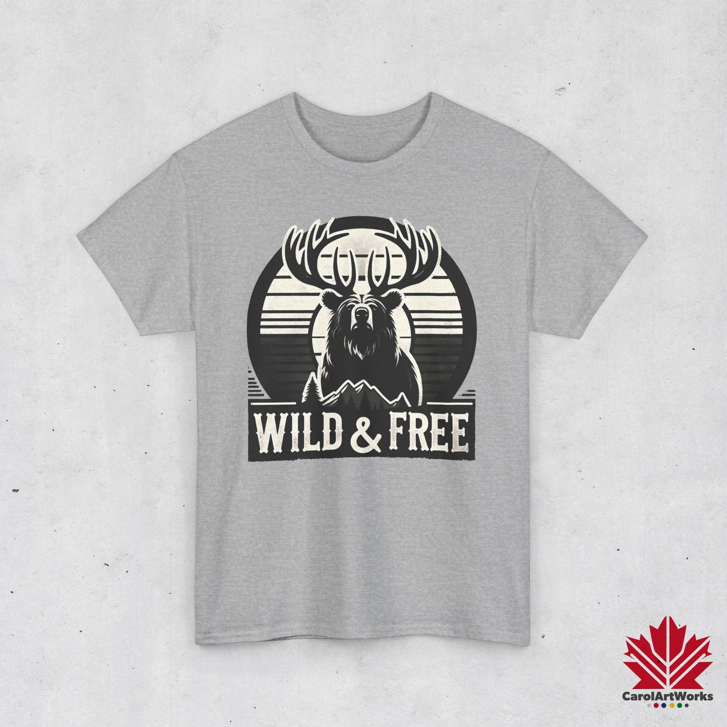 “Wild & Free” Unisex Cotton Tee – Nature Inspired Graphic T-Shirt
