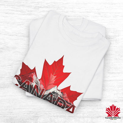 “Canada is not for Sale” Unisex Heavy Cotton Tee – Red Maple Leaf and Mountains, Stylish Canada Shirt
