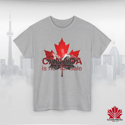 “Canada is not for Sale” Unisex Heavy Cotton Tee – Red Maple Leaf and Mountains, Stylish Canada Shirt
