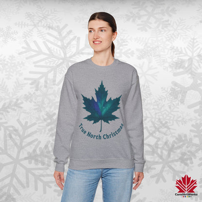 True North Christmas Sweatshirt | Maple Leaf Holiday Crewneck | Premium Fleece, Canadian-Made