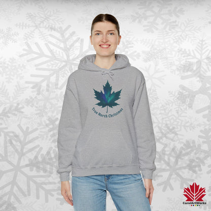 True North Christmas Hoodie | Maple Leaf Holiday Hoodie | Canadian Fleece Hoodie – Premium Softstyle Cotton