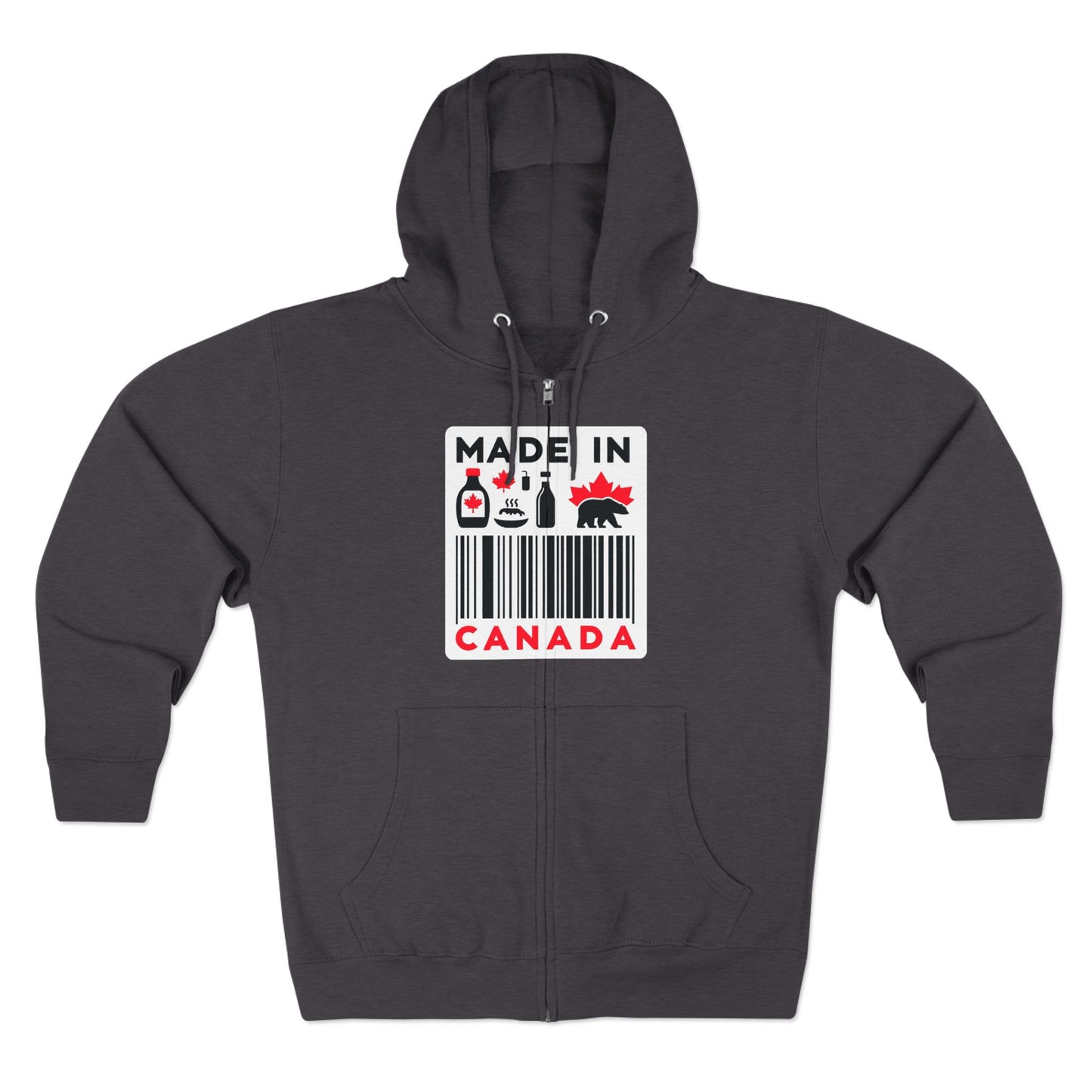 Sweat à capuche unisexe zippé « Fabriqué au Canada » – Minimaliste, ludique et fier