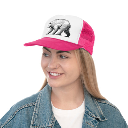 scandinavian minimalistic BEAR Design Trucker Cap – Outdoor Adventure Hat for Nature Lovers