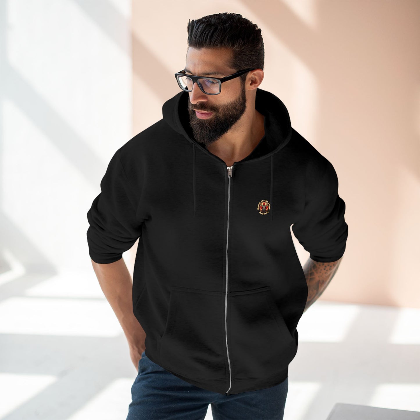"Moose on the Loose Records" Unisex Zip Hoodie - Cozy and Stylish for Music Lovers
