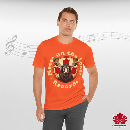 “Moose on the Loose Records” Unisex Short Sleeve Tee – A Hit for Every Playlist