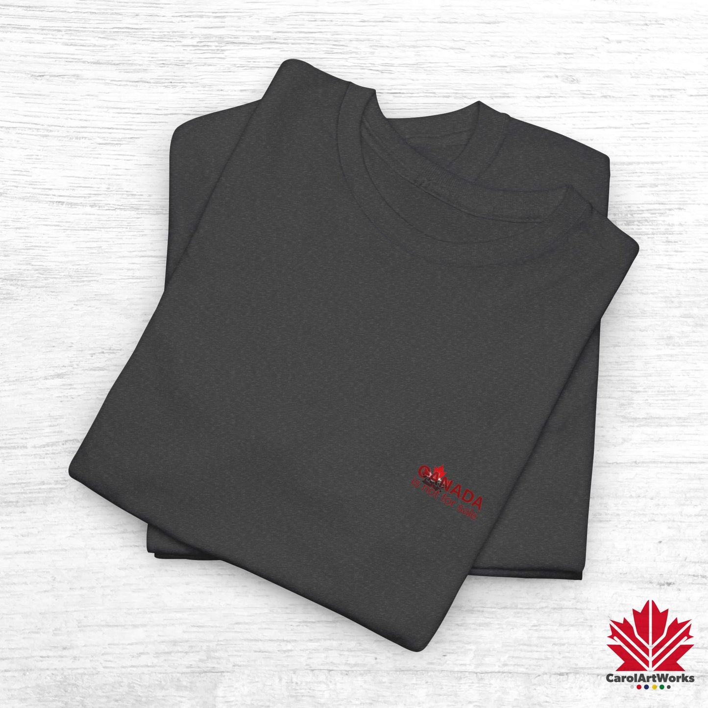 “Canada is not for Sale” Unisex Heavy Cotton Tee – Red Maple Leaf and Mountains, Stylish Canada Shirt