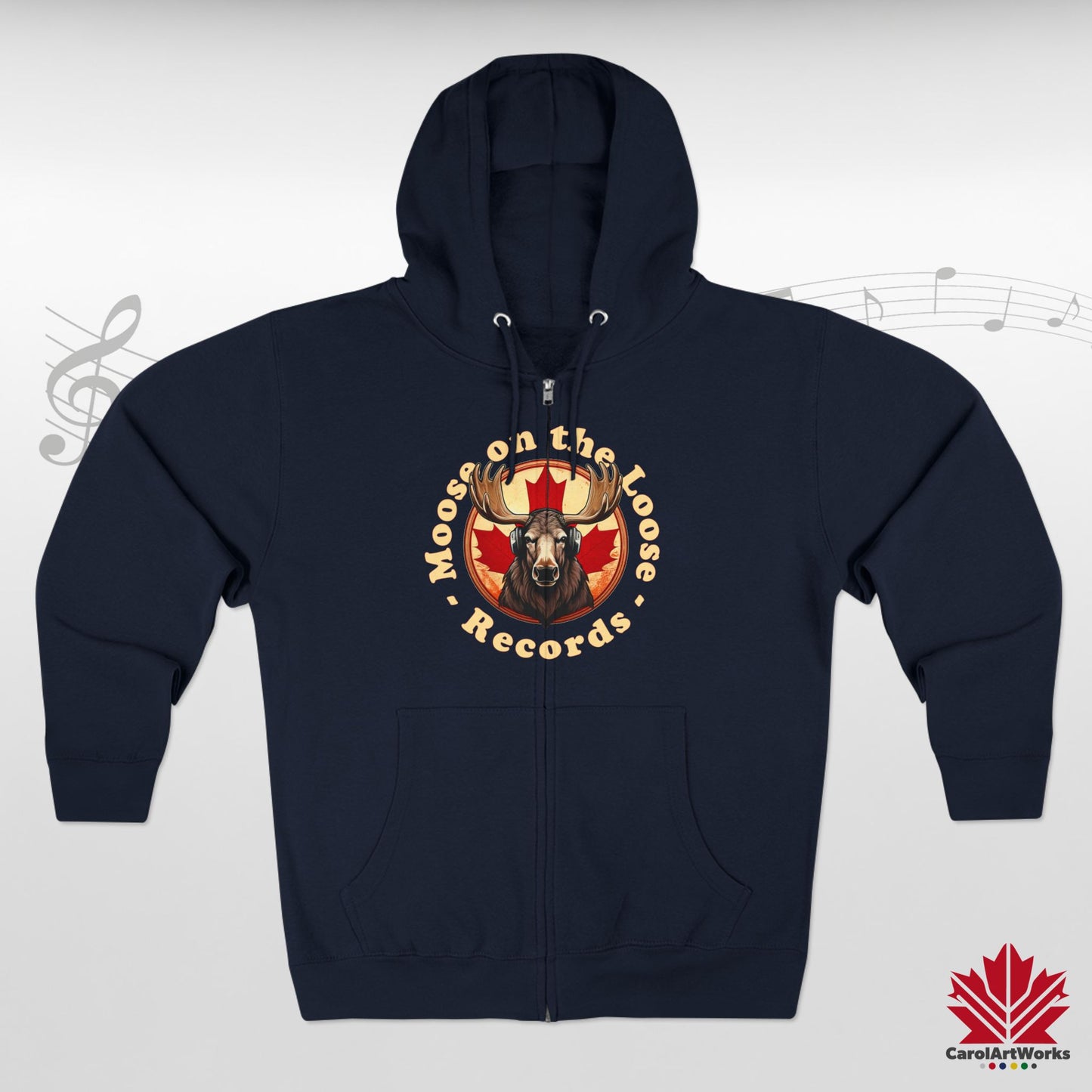 "Moose on the Loose Records" Unisex Zip Hoodie - Cozy and Stylish for Music Lovers