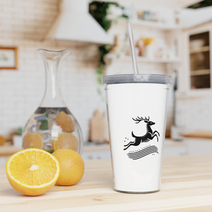 scandinavian minimalistic Design DEER Tumbler with Straw – Nature Inspired Graphic