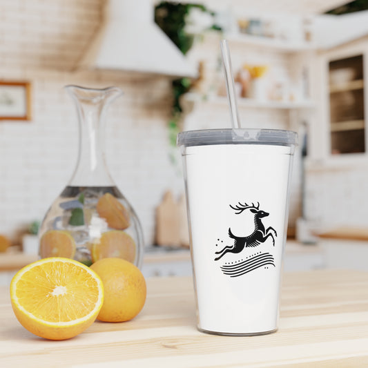 scandinavian minimalistic Design DEER Tumbler with Straw – Nature Inspired Graphic