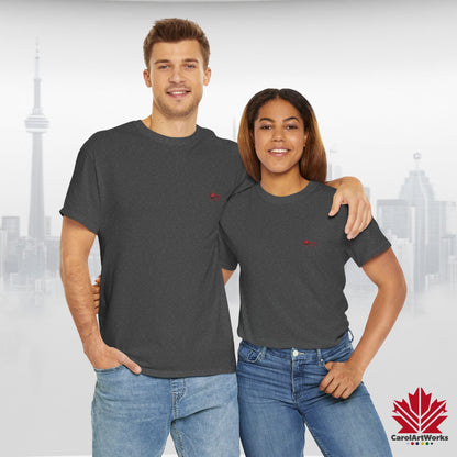“Canada is not for Sale” Unisex Heavy Cotton Tee – Red Maple Leaf and Mountains, Stylish Canada Shirt