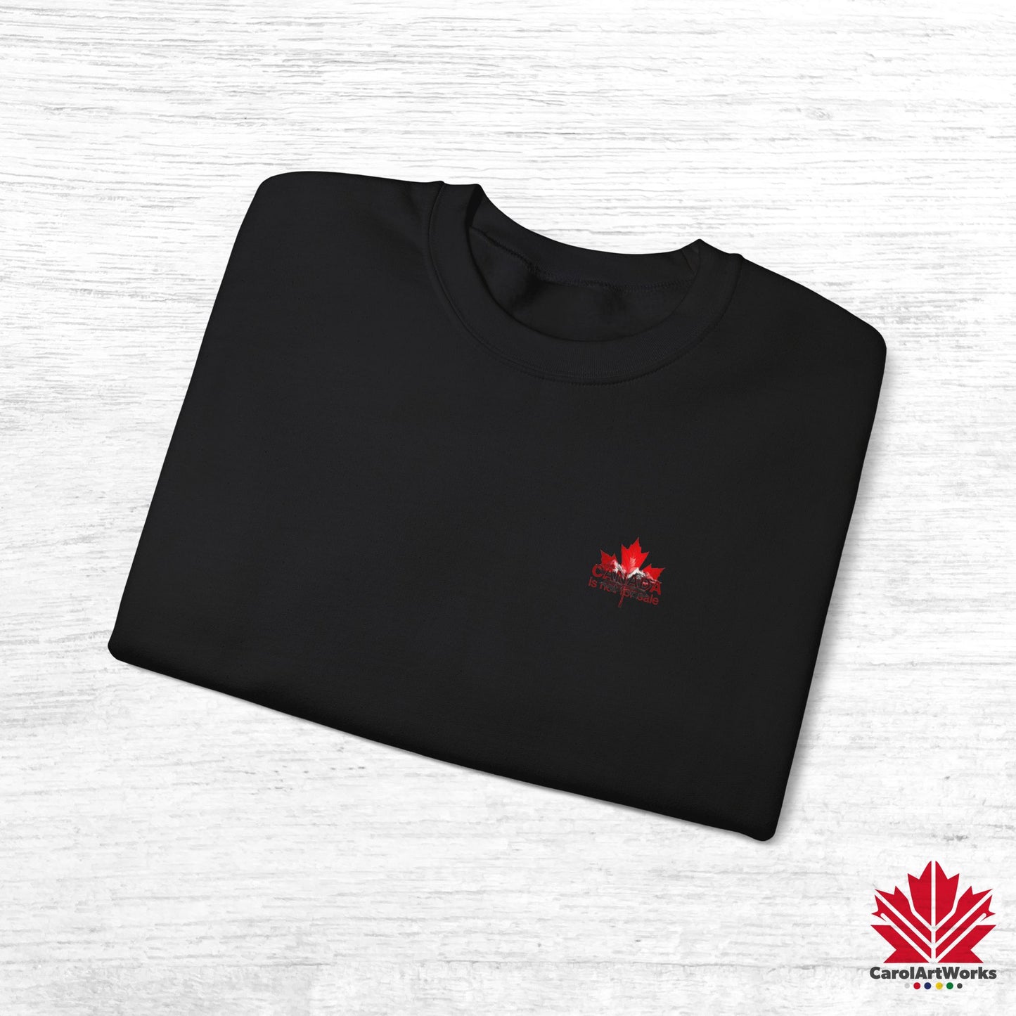 “Canada is Not for Sale” Crewneck Sweatshirt - Red Maple Leaf and Mountains, Soft and Warm