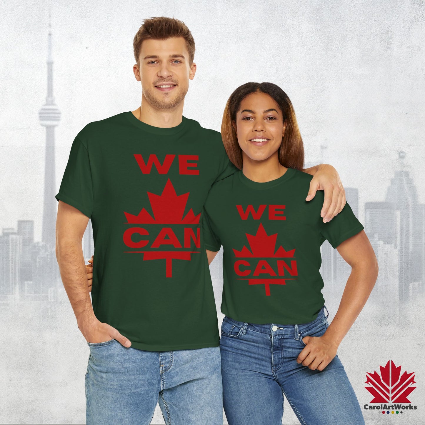 “WE CAN” with Maple Leaf Unisex Cotton Tee – Casual Comfort for Every Occasion