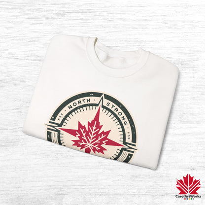 “North Strong” Compass Design Unisex Sweatshirt – Navigate Adventure with Canadian Pride