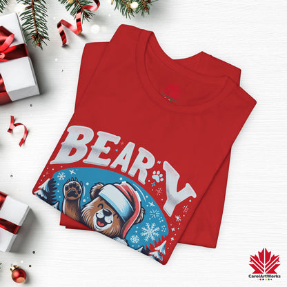 Beary Christmas | Funny Canadian Bear Christmas T-Shirt | Premium Cotton Holiday Tee – Made in Canada, Free Shipping