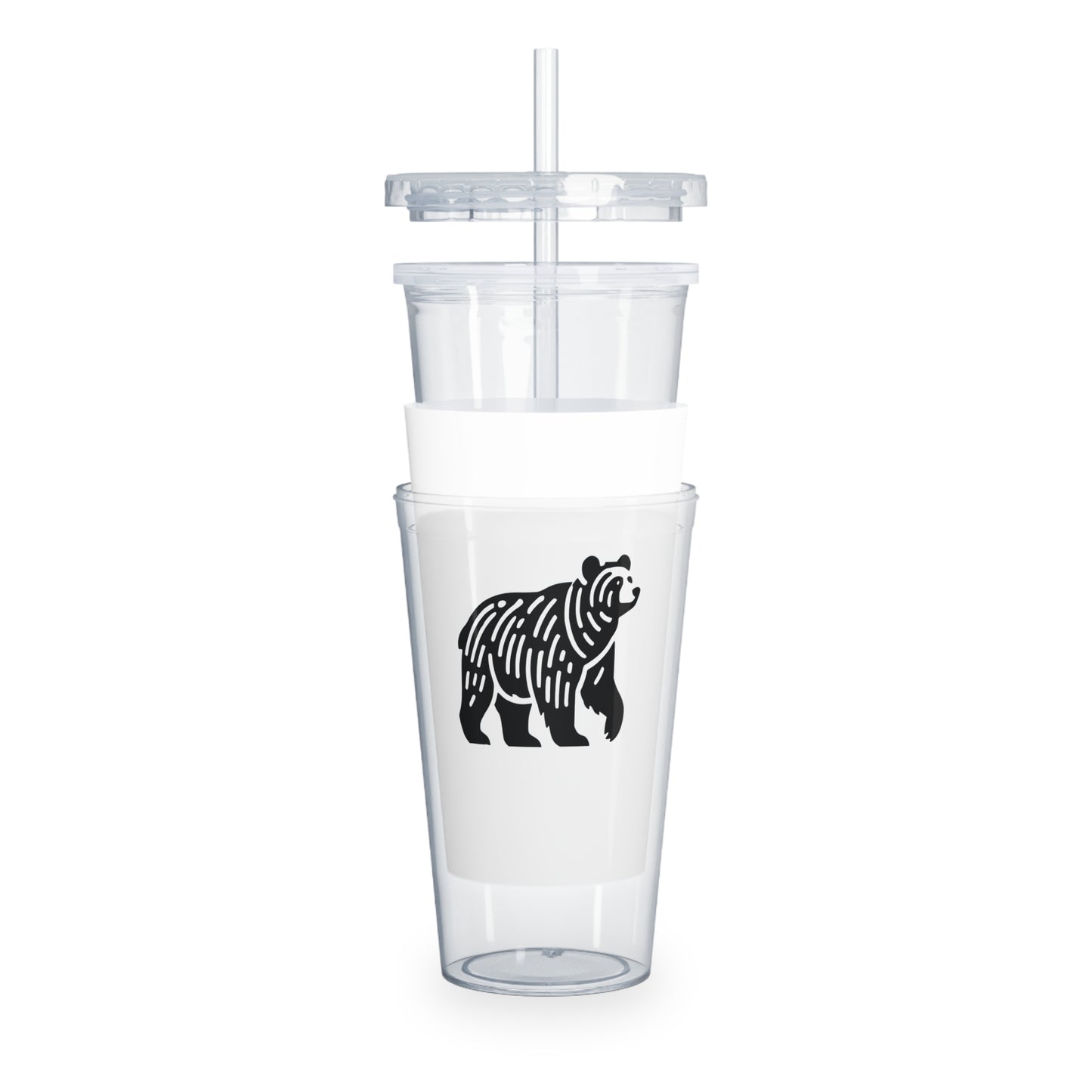scandinavian minimalistic Design BEAR Tumbler with Straw – Nature Inspired Graphic