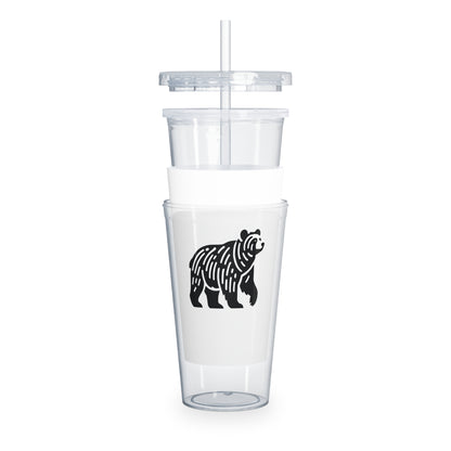 scandinavian minimalistic Design BEAR Tumbler with Straw – Nature Inspired Graphic