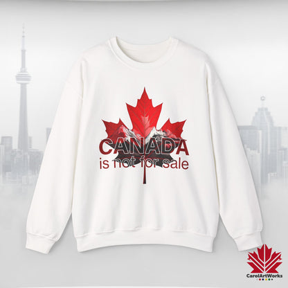 “Canada is Not for Sale” Crewneck Sweatshirt - Red Maple Leaf and Mountains, Soft and Warm
