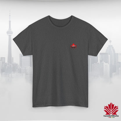 “Canada is not for Sale” Unisex Heavy Cotton Tee – Red Maple Leaf and Mountains, Stylish Canada Shirt