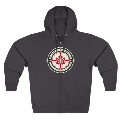 Sweat à capuche unisexe à fermeture éclair « North Strong » avec motif boussole – Vivez l'aventure avec fierté canadienne