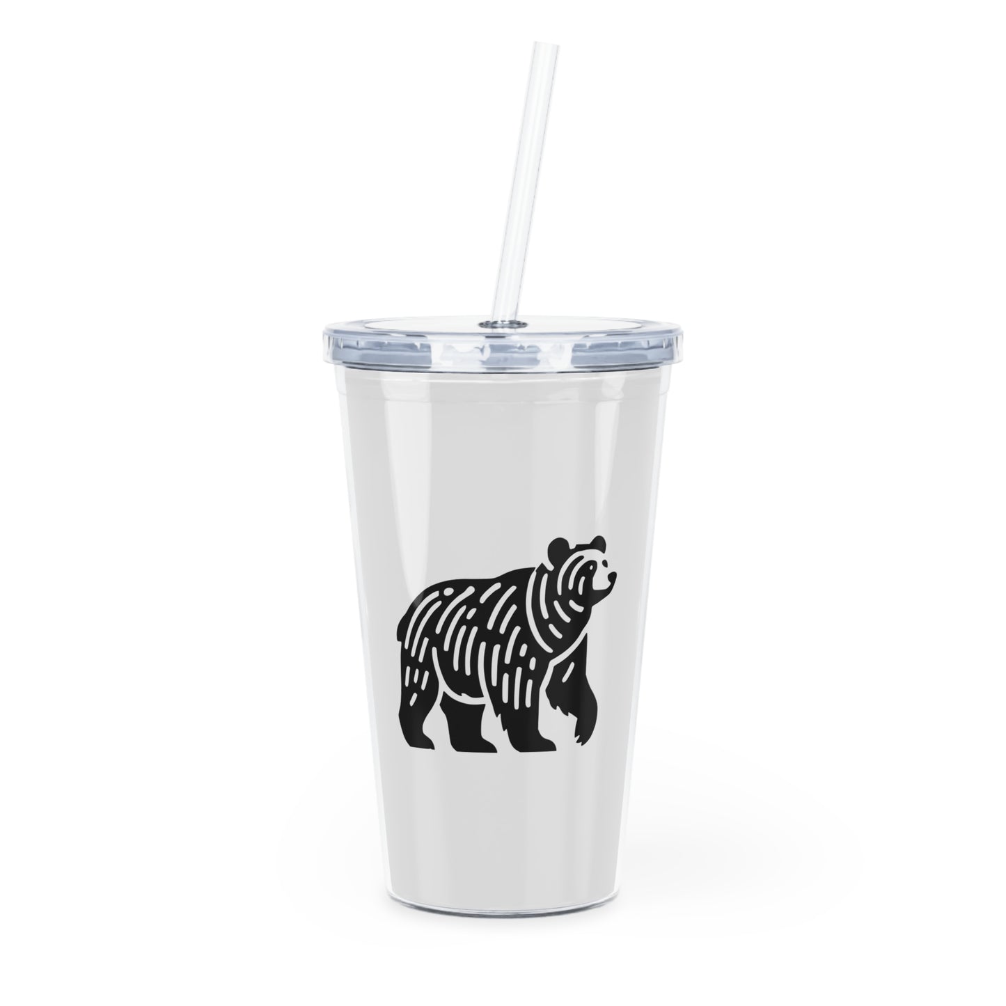 scandinavian minimalistic Design BEAR Tumbler with Straw – Nature Inspired Graphic