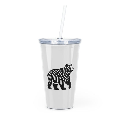 scandinavian minimalistic Design BEAR Tumbler with Straw – Nature Inspired Graphic