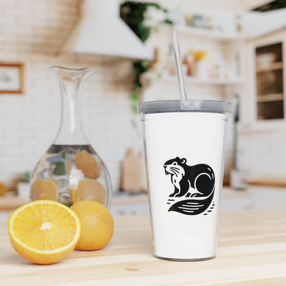 scandinavian minimalistic Design BEAVER Tumbler with Straw – Nature Inspired Graphic