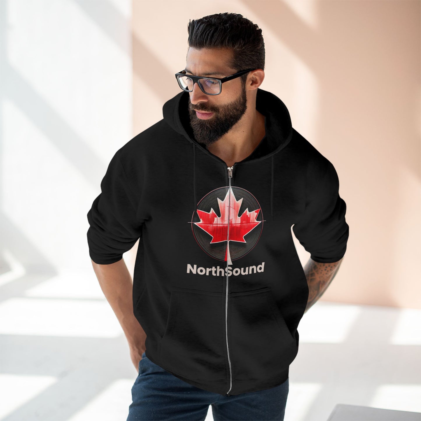 "NorthSound" Unisex Zip Hoodie - Zip Up and Tune In to Canadian Vibes