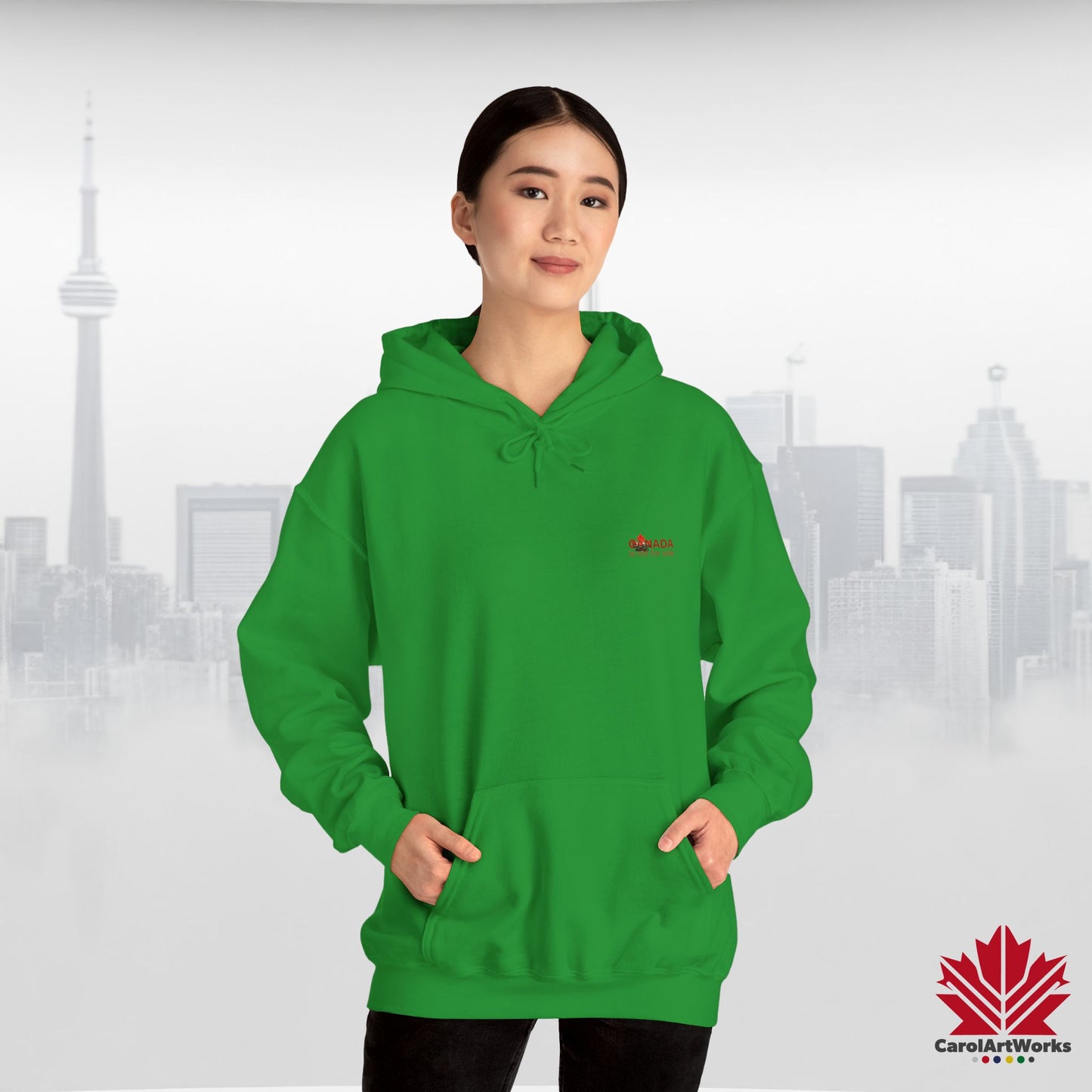Unisex Hoodie “Canada is Not for Sale” – Red Maple Leaf and Mountains, Warm and Comfortable