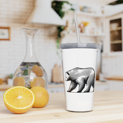 scandinavian minimalistic Design BEAR Tumbler with Straw – Nature Inspired Graphic