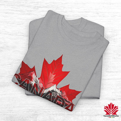 “Canada is not for Sale” Unisex Heavy Cotton Tee – Red Maple Leaf and Mountains, Stylish Canada Shirt