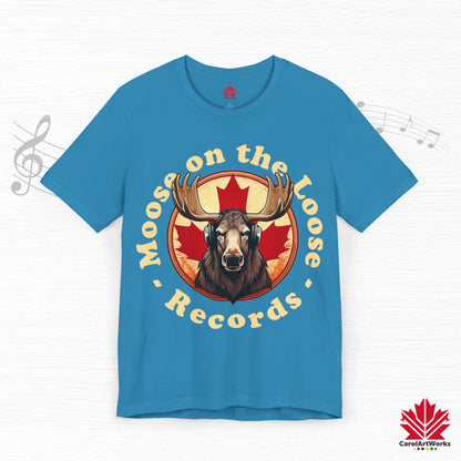 “Moose on the Loose Records” Unisex Short Sleeve Tee – A Hit for Every Playlist