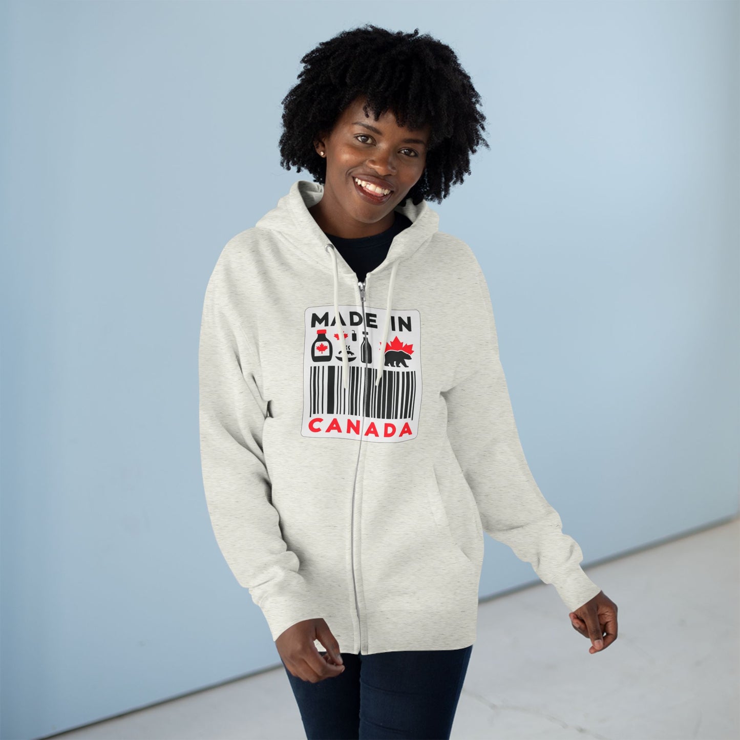 Sweat à capuche unisexe zippé « Fabriqué au Canada » – Minimaliste, ludique et fier