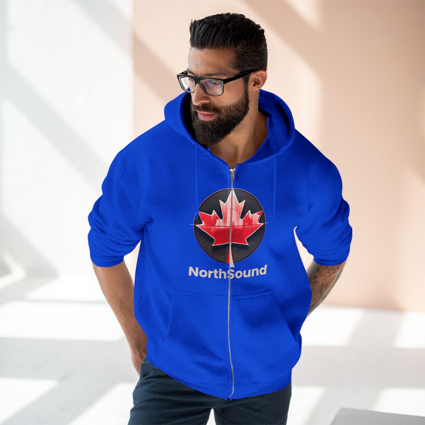 "NorthSound" Unisex Zip Hoodie - Zip Up and Tune In to Canadian Vibes
