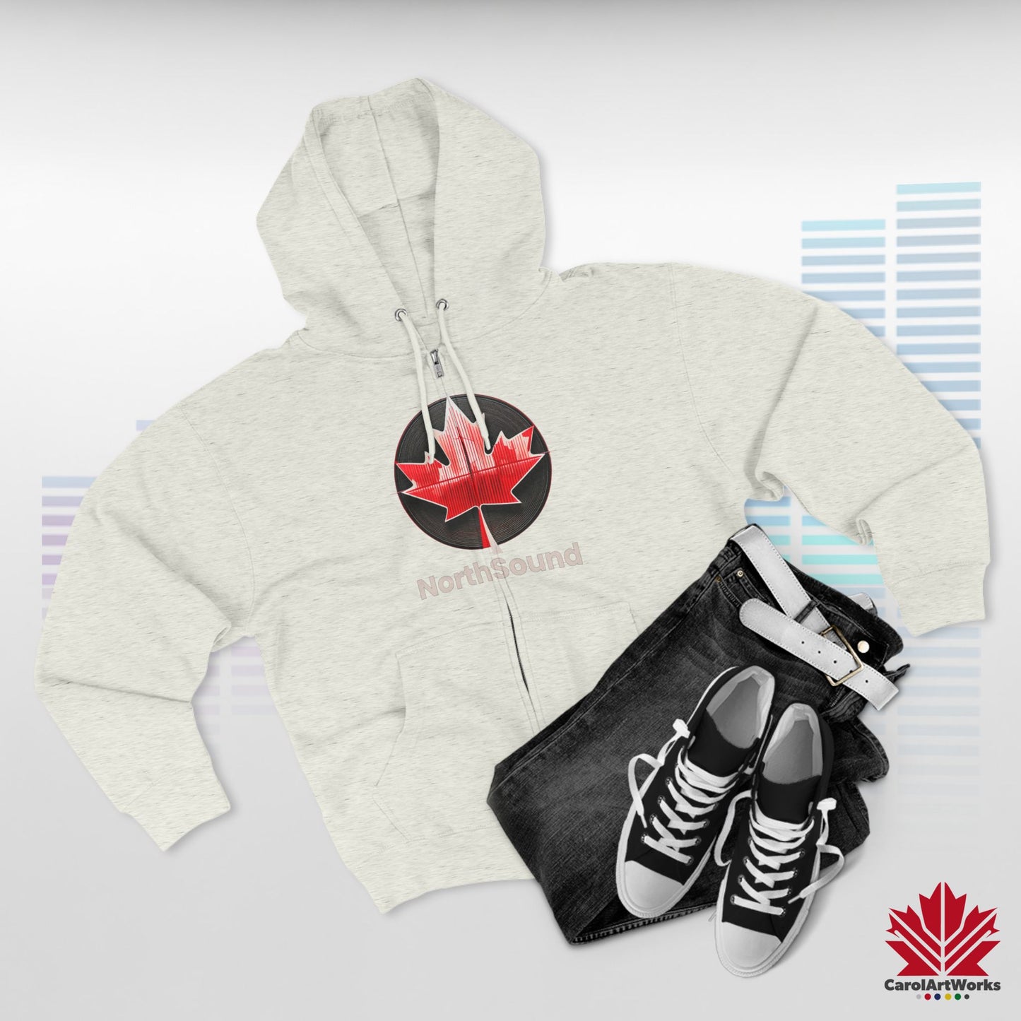 "NorthSound" Unisex Zip Hoodie - Zip Up and Tune In to Canadian Vibes