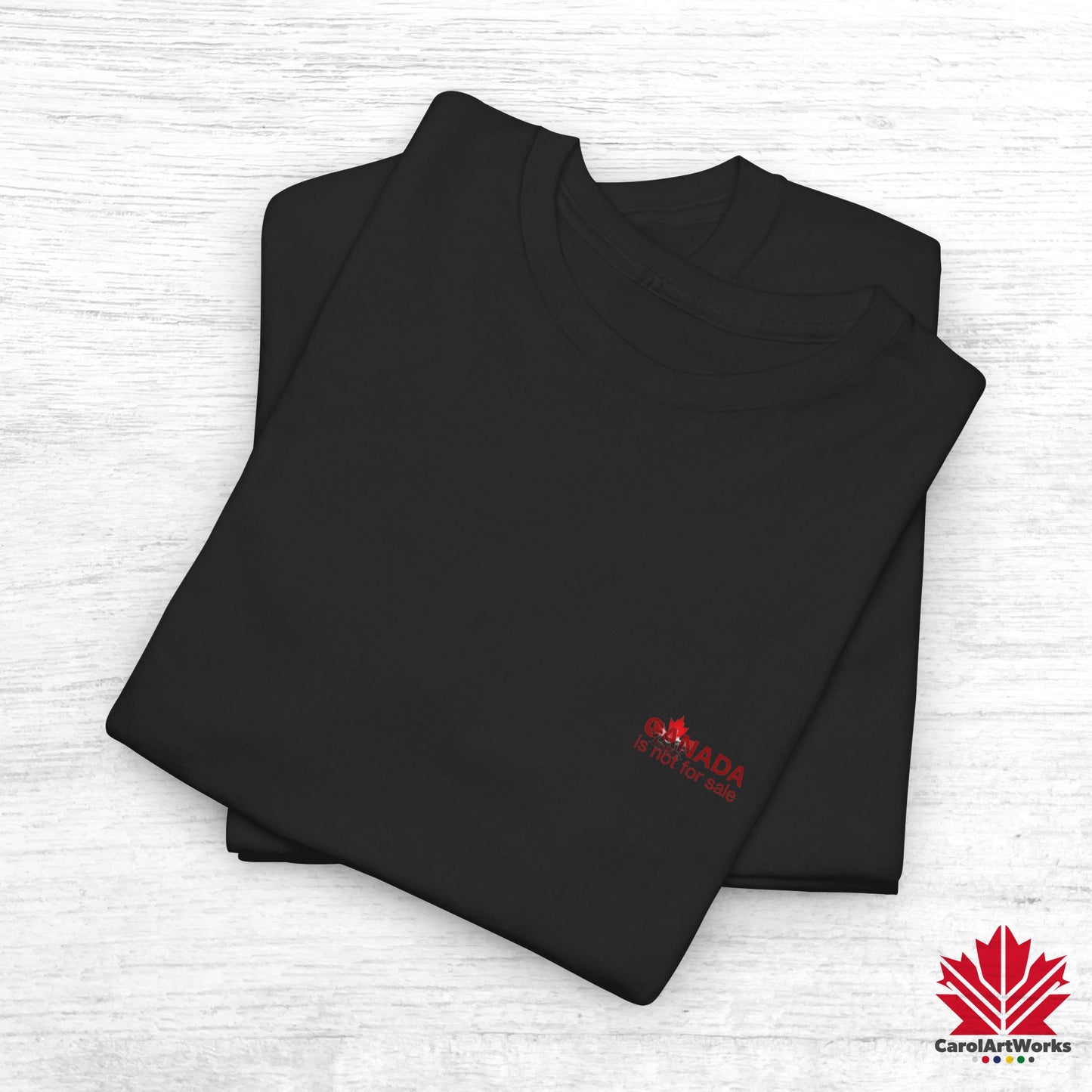 “Canada is not for Sale” Unisex Heavy Cotton Tee – Red Maple Leaf and Mountains, Stylish Canada Shirt