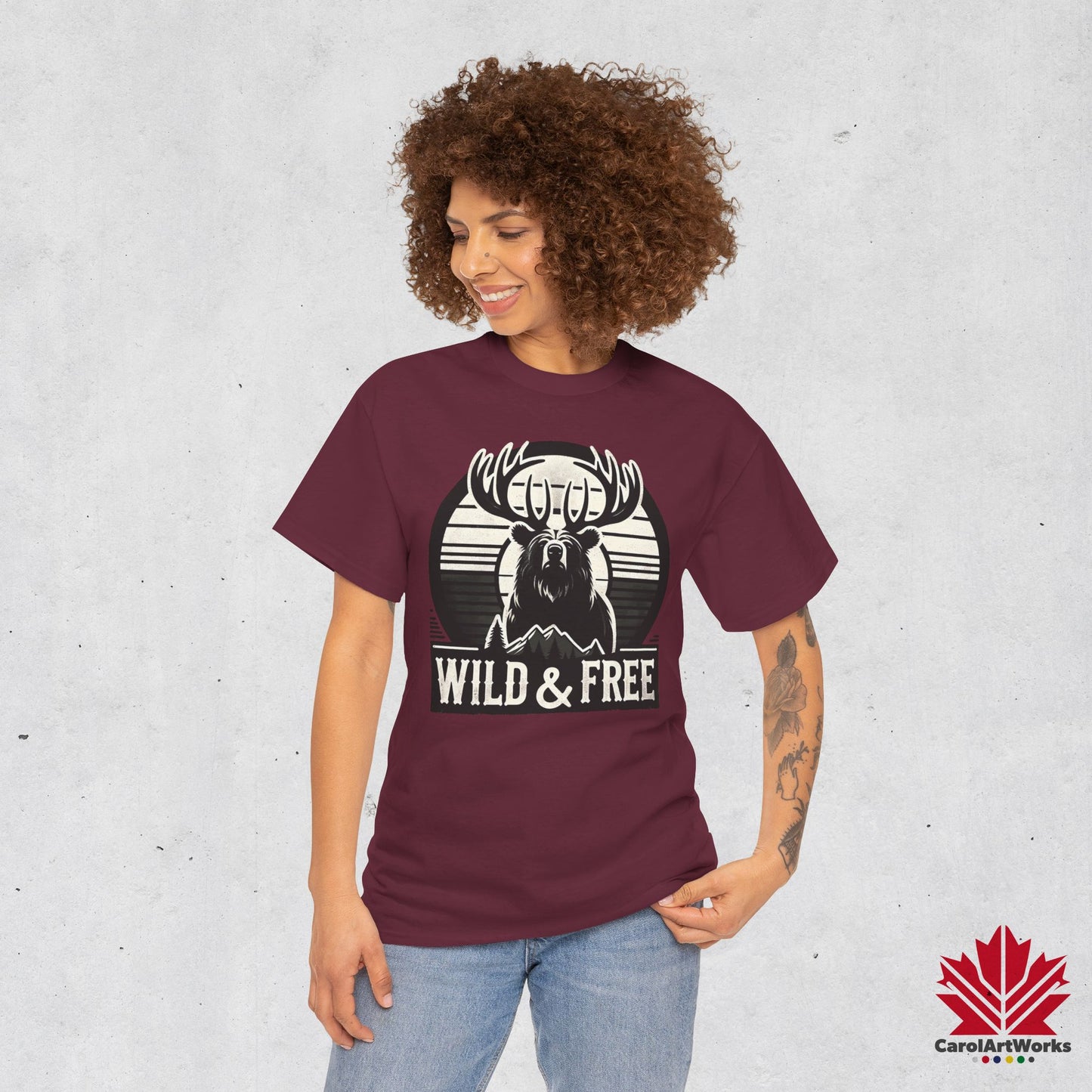 “Wild & Free” Unisex Cotton Tee – Nature Inspired Graphic T-Shirt