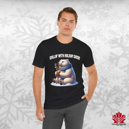 Chillin’ With Holiday Cheer | Polar Bear Christmas Tee | Cozy Canadian Holiday Shirt – Premium Cotton