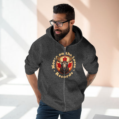 "Moose on the Loose Records" Unisex Zip Hoodie - Cozy and Stylish for Music Lovers