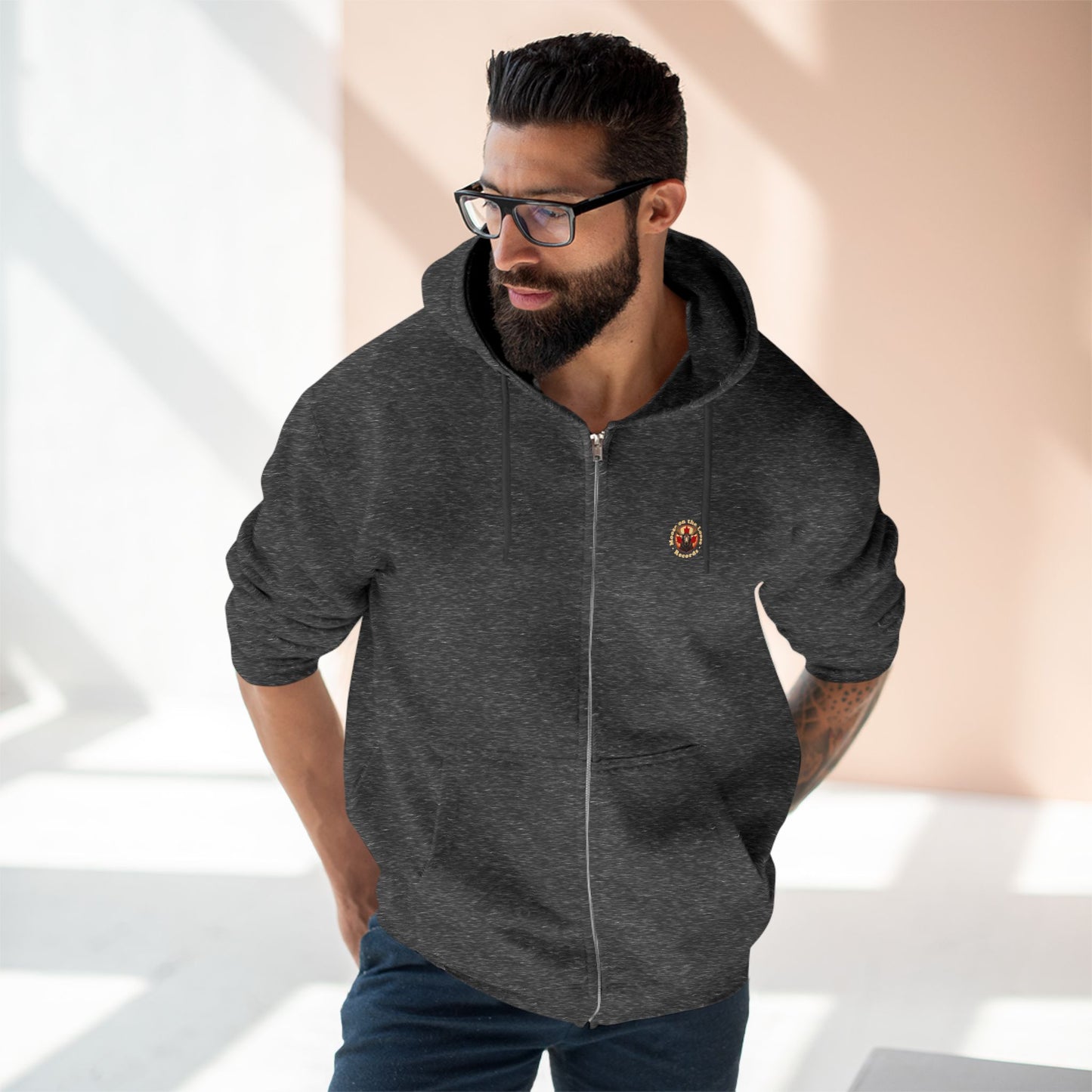 "Moose on the Loose Records" Unisex Zip Hoodie - Cozy and Stylish for Music Lovers