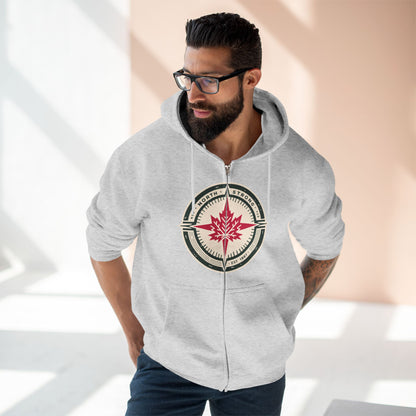 Sweat à capuche unisexe à fermeture éclair « North Strong » avec motif boussole – Vivez l'aventure avec fierté canadienne